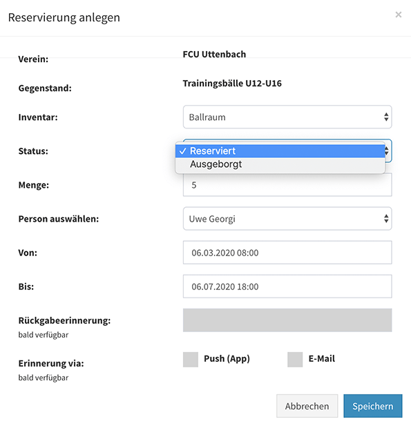 Inventarverwaltung mit Verleihsystem