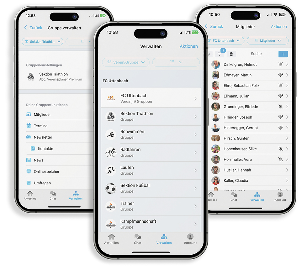 Einfache Verwaltung der Gruppen über die Vereinsplaner App