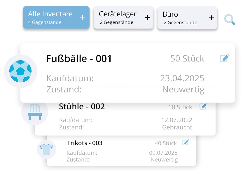 Inventarverwaltung in der Webansicht