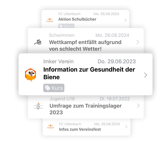 Die mobile Vereinsplaner App mit einer Detailansicht eines Mitglieds und dem Chat