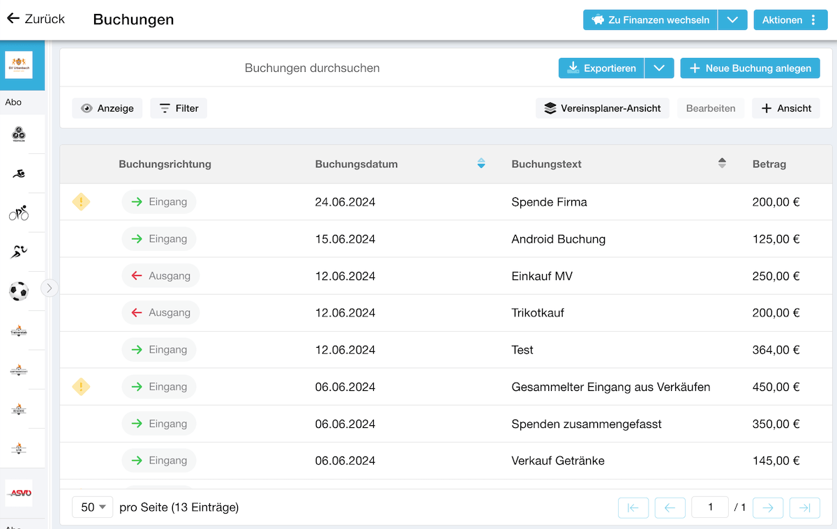 Verwalten der Finanzen von Vereinen inklusive Kassabuch und Buchhaltung